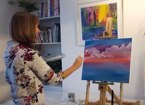 Painting Clouds using Bob Ross Wet on Wet Oils