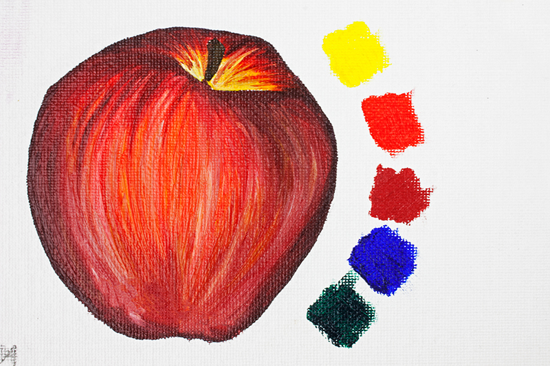 Apple painted using Winsor & Newton Artisan Water Mixable Oil Paint