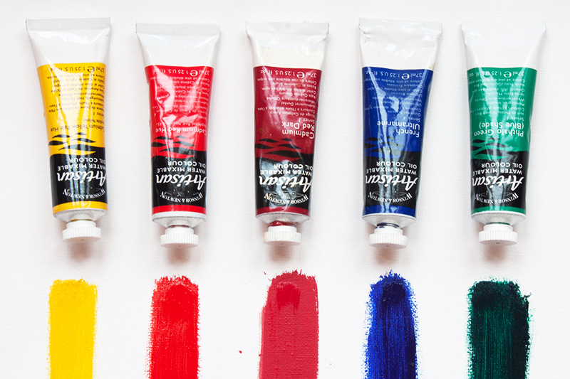 Winsor & Newton Artisan tubes with colour painted out