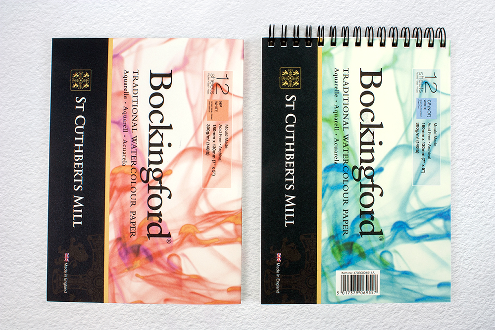 Pads can come gummed or spiral bound Bockingford watercolour paper pads