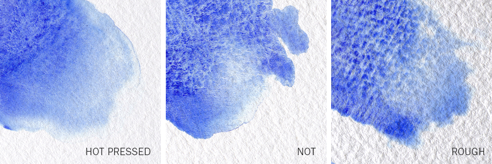Three different watercolour paper surfaces HP, NOT & Rough Watercolour Paper Surface Types