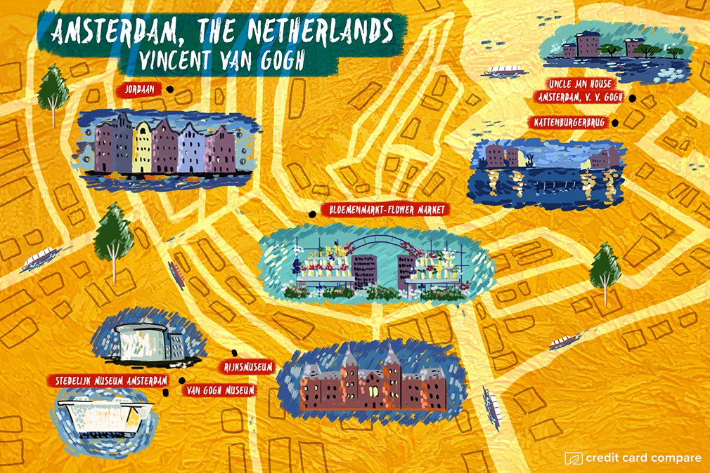 Vincent van Gogh amsterdam map