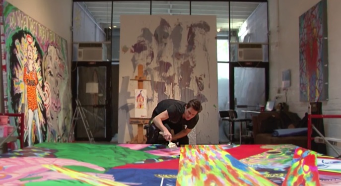 jim carrey painting in studio