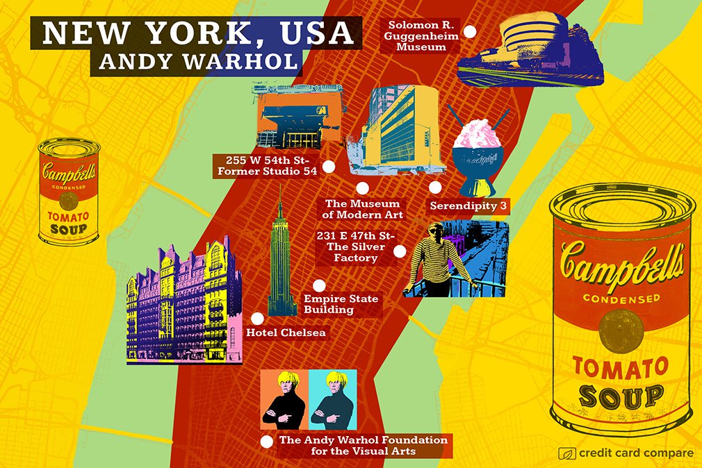 andy warhol new york map