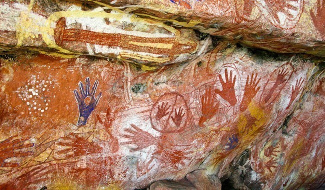 Aboriginal Art hands on walls