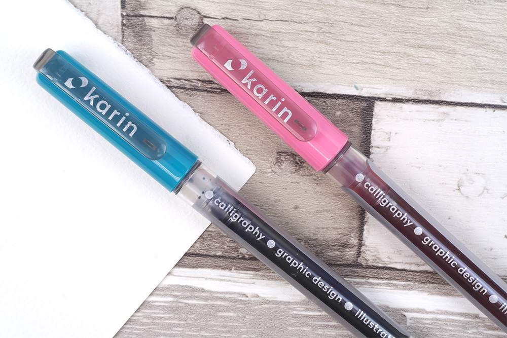 Karin Brushmarker PRO Pens with clear barrel and colour matched cap