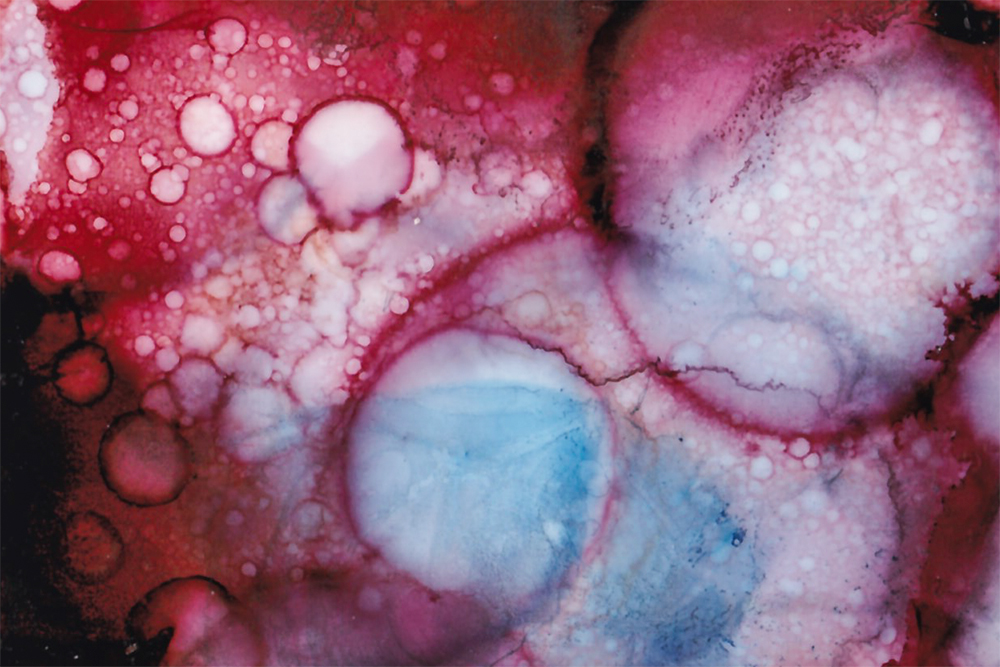 Detail of Alcohol Inks that have been spritzed with Isopropyl Alcohol