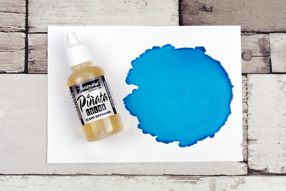 Piñata Alcohol Ink Baja Blue diluted with Piñata Alcohol Ink Claro Extender