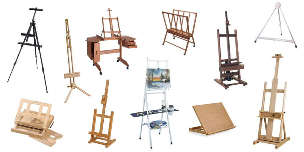 A selection of artists easels