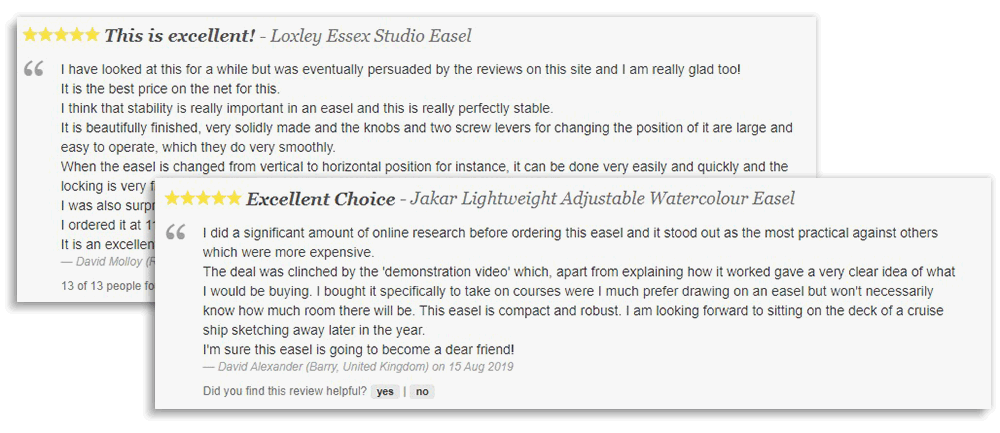 Read website reviews for the easels you are interested in