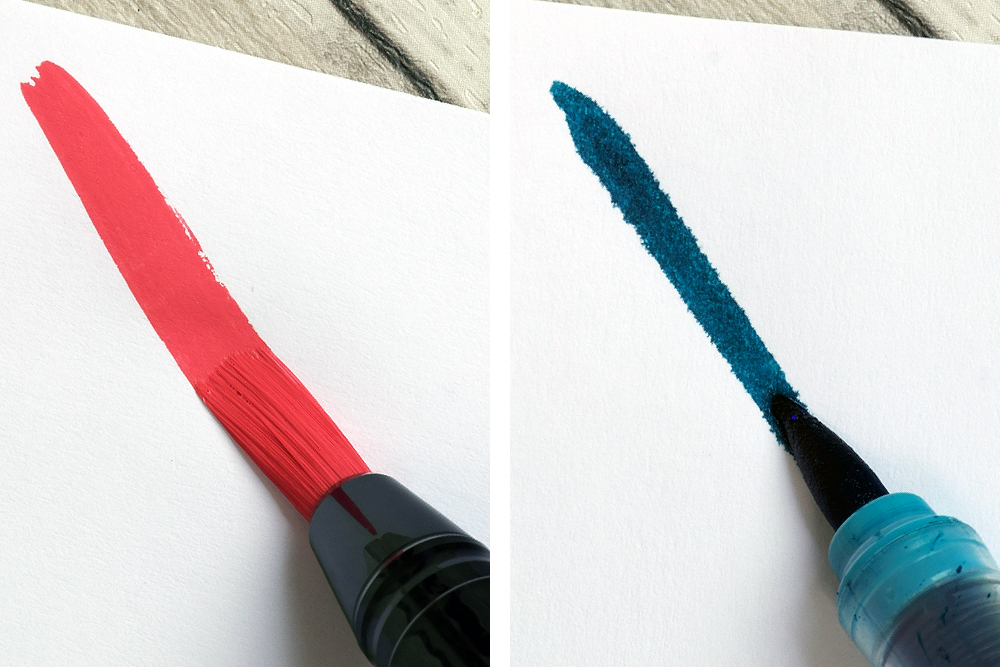 Difference between a true brush tip and a felt brush tip pen