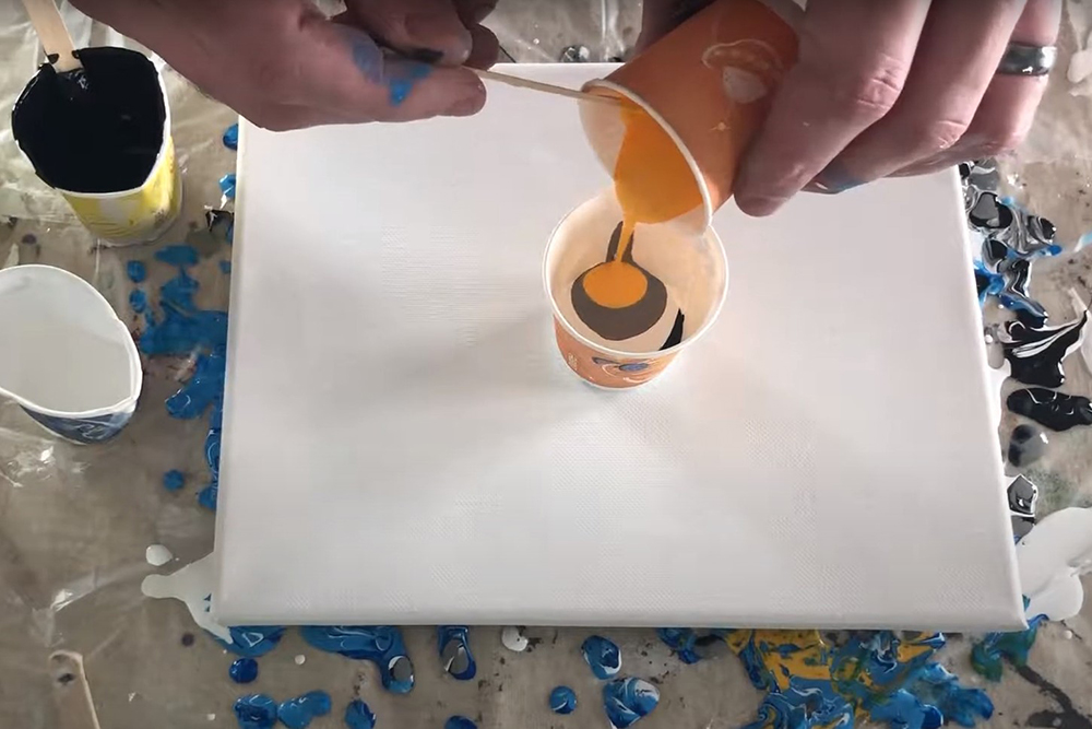 Acrylic Poured Painting Dirty Pour Step 1