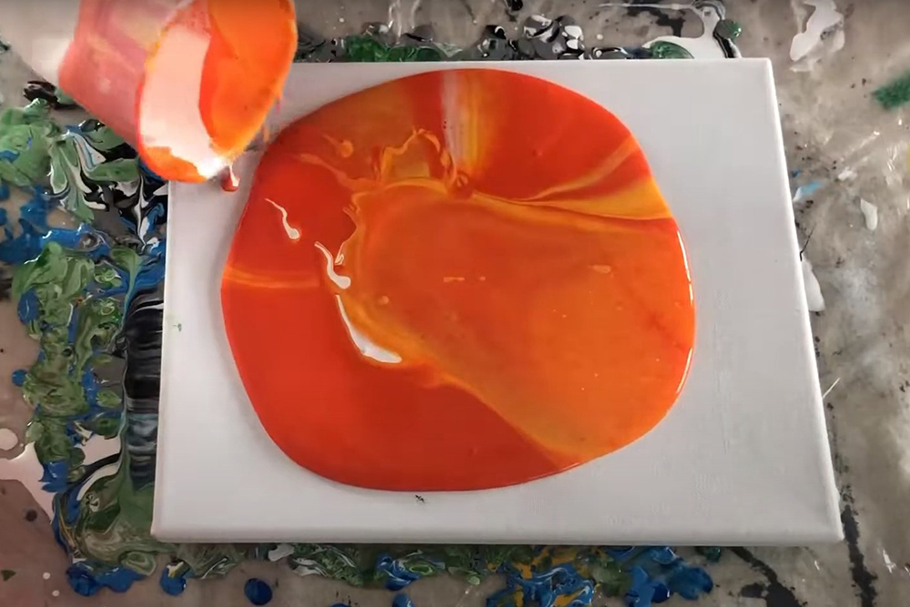 Acrylic Poured Painting Flip Cup Pour Step 2