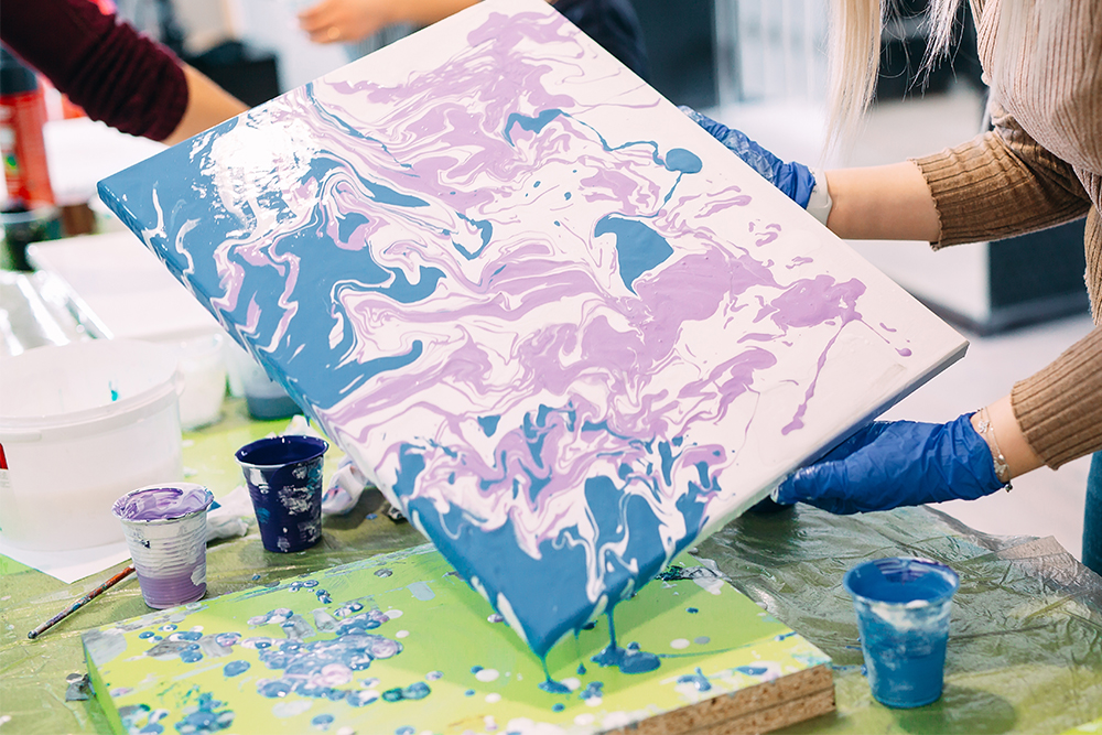 Paint Pouring Palooza in person workshop - Carolyn Dube