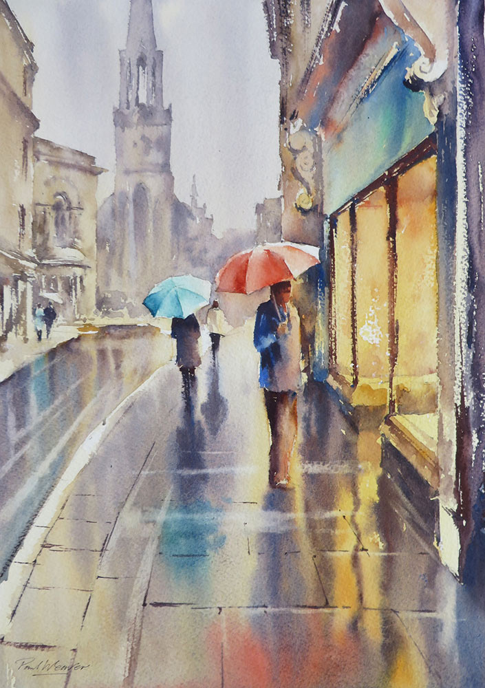 ‘Winter Reflections’ – A Rainy Street Scene Watercolour Tutorial