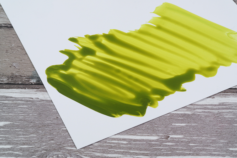 Green gold soft body acrylic on YUPO paper