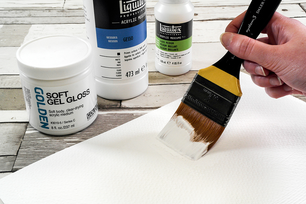 Priming a sheet of paper with Gesso and Soft Gel Gloss