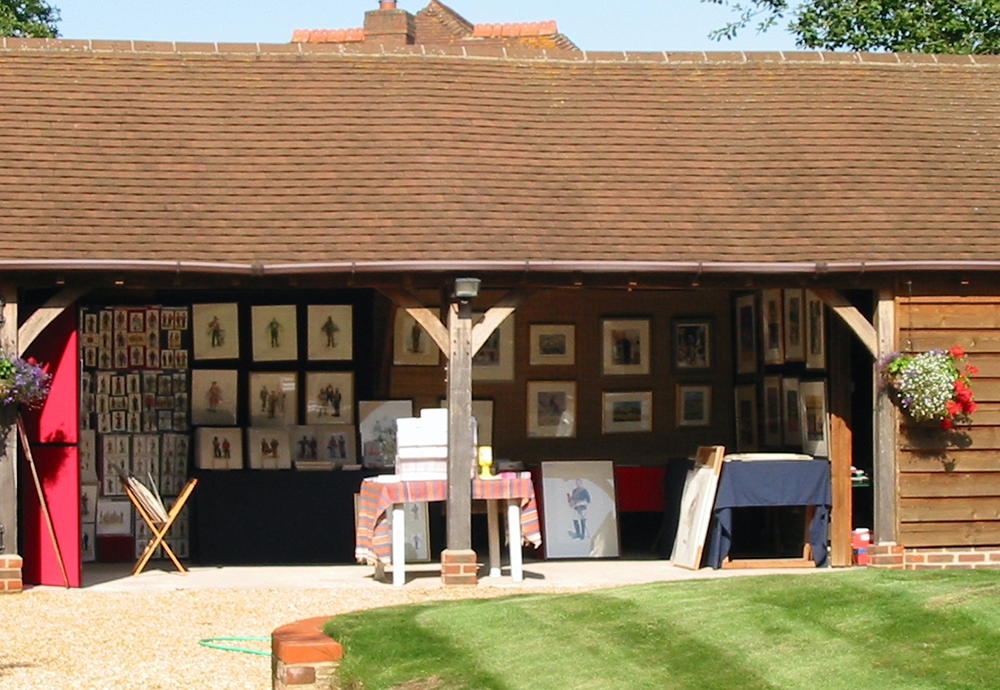 An Open Studio event held in an outdoor barn featuring work by artist Alix Baker