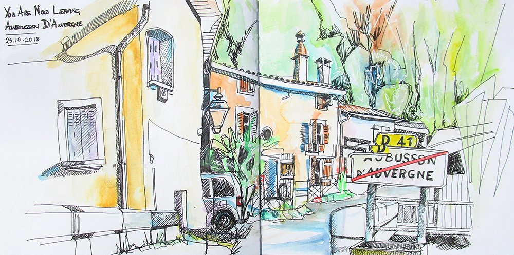 An Urban Sketch in Line and Wash by artist Liz Chaderton