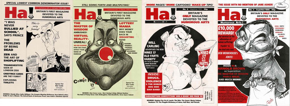 Ha! Humorous Arts Magazine Cover designs by caricaturist Simon Ellinas