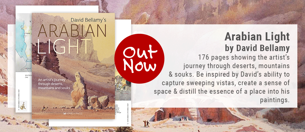 Arabian Light by David Bellamy - 176 pages showing the artist's journey through deserts, mountains and souks. Be inspired by David's ability to capture sweeping vistas, create a sense of space and distill the essence of a place into his paintings.