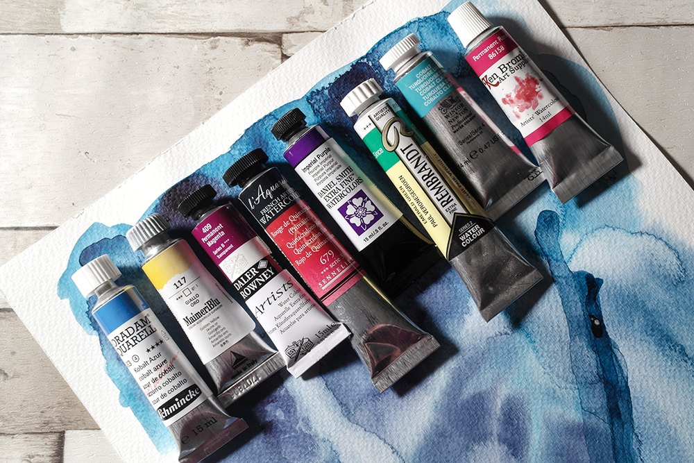 Professional grade watercolours from Schmincke, Maimeri, Daler Rowney, Sennelier, Daniel Smith, Rembrandt, Winsor & Newton and Ken Bromley.