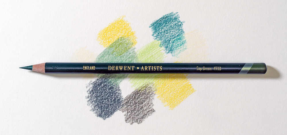 Derwent Artists' Wax Based Coloured Pencil on a colourful background