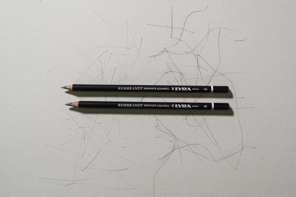 Graphite Aquarell pencils have been used on dry and water misted paper.