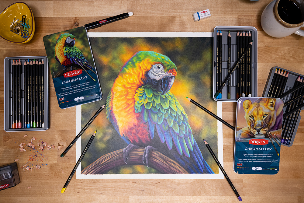 https://www.artsupplies.co.uk/blog/wp-content/uploads/2022/06/A-colouful-drawing-of-a-parrot-alongside-sets-of-12-and-24-chromaflow-pencils.jpg