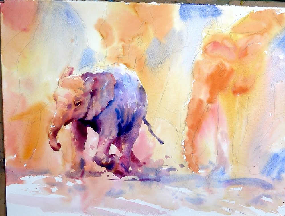 Elephant Watercolour Tutorial Step Two