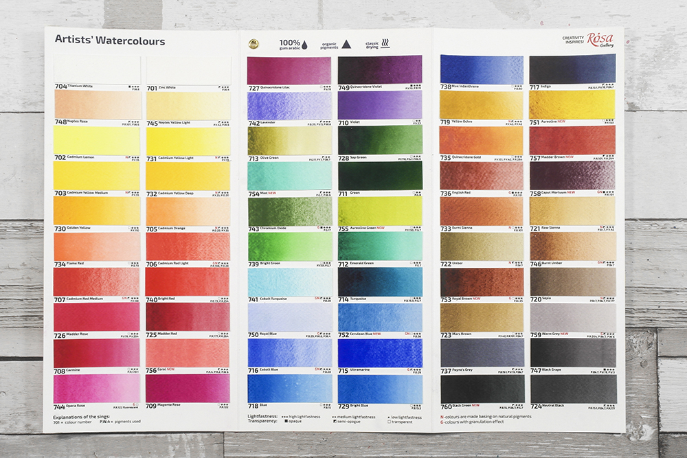 An image of the 60 colour range