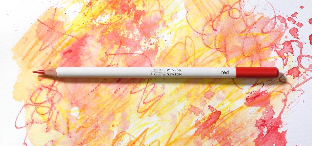 Winsor & Newton Studio Collection Wax Based Watercolour Pencil on a colourful background