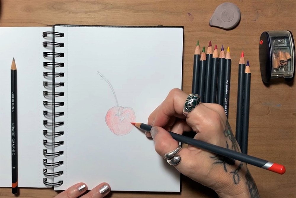 Drawing CHERRY with Color pencil  Tutorial for BEGINNERS 