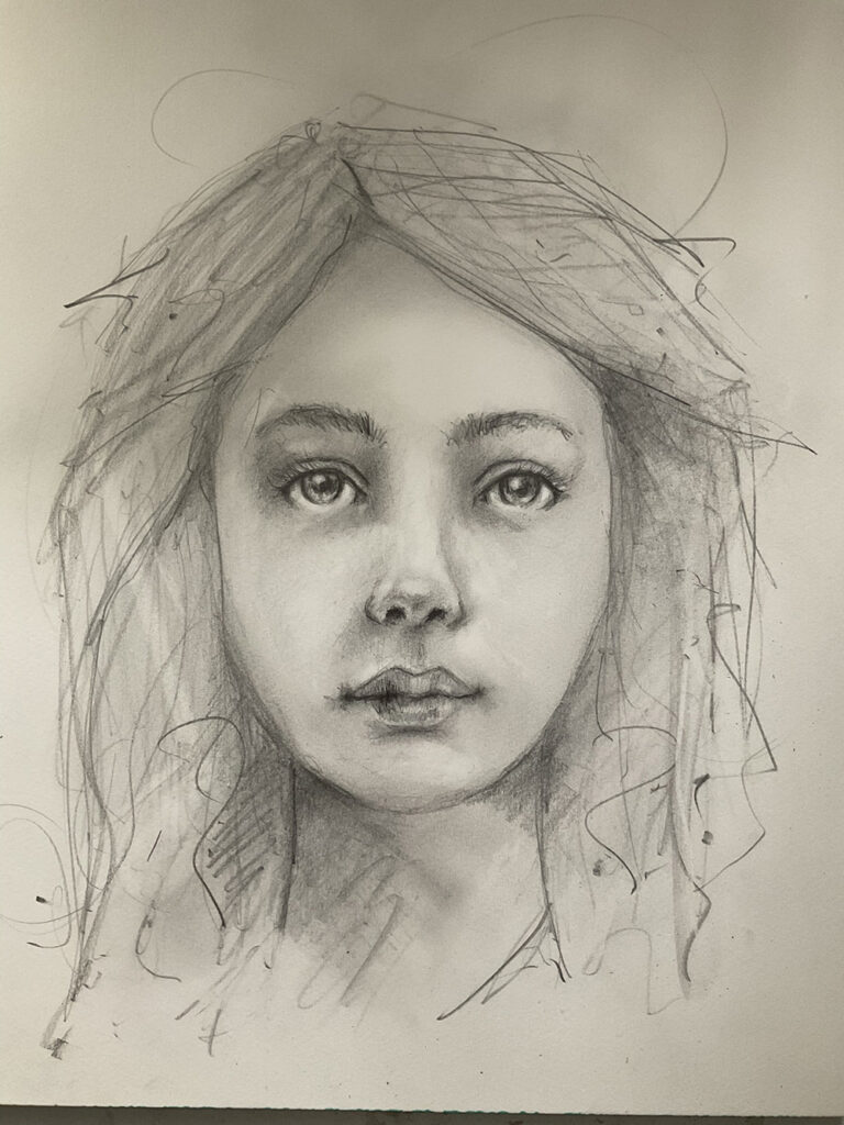 Step 7 - Image of finished drawing in pencil
