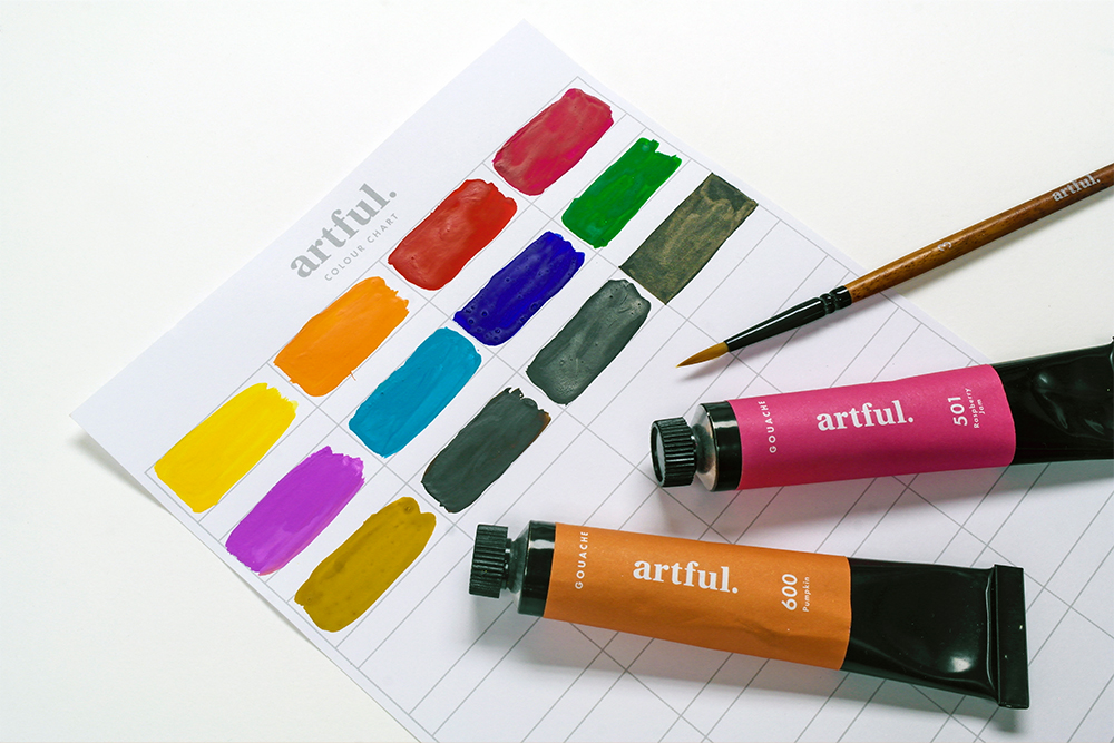 Artful Let's Learn Gouache Starter Box Colour Chart Detail