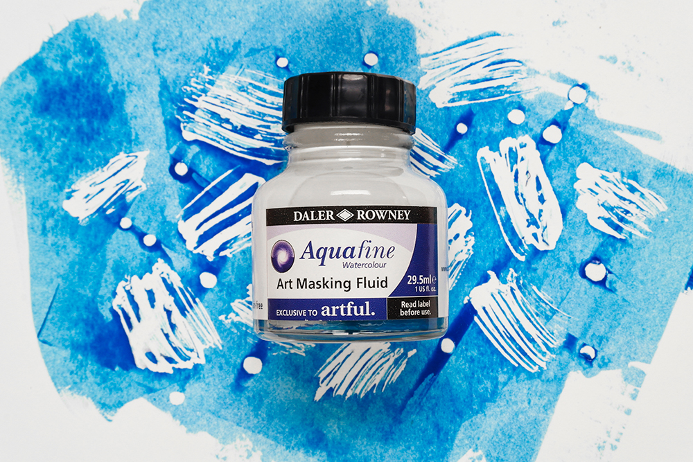 Daler Rowney Aquafine Masking Fluid on a stroke of masked acrylic ink