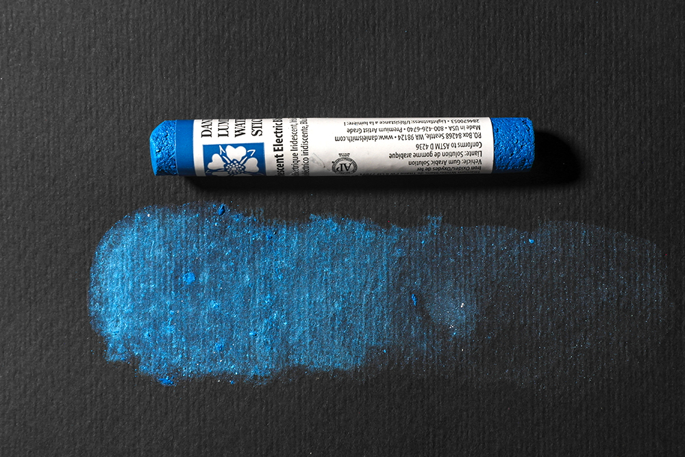 Daniel Smith Extra Fine Watercolour Stick Iridescent Electric Blue with painted swatch 284670053