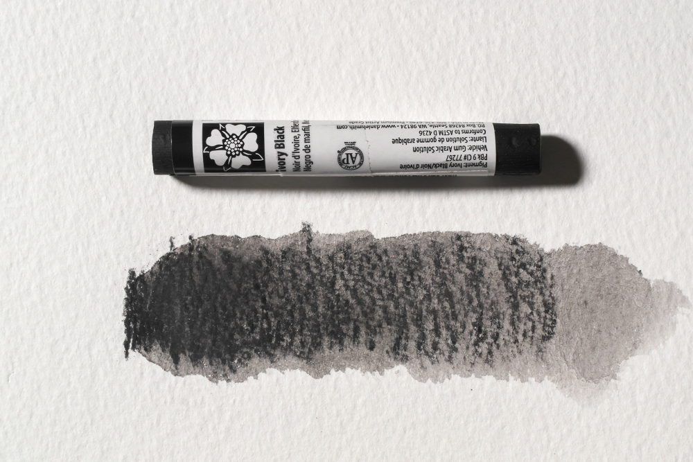 Daniel Smith Extra Fine Watercolour Stick Ivory Black with painted swatch 284670061