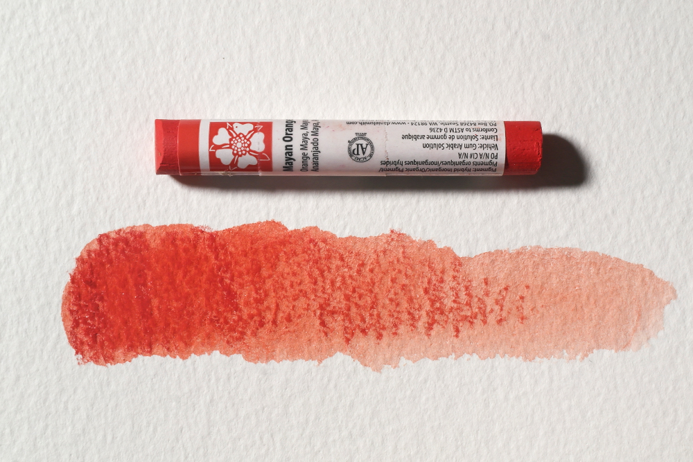 Daniel Smith Extra Fine Watercolour Stick Mayan Orange with painted swatch 284670059