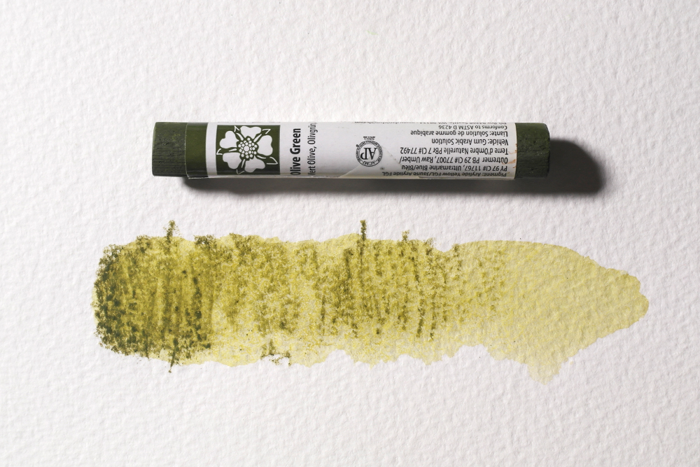 Daniel Smith Extra Fine Watercolour Stick Olive Green with painted swatch 284670058