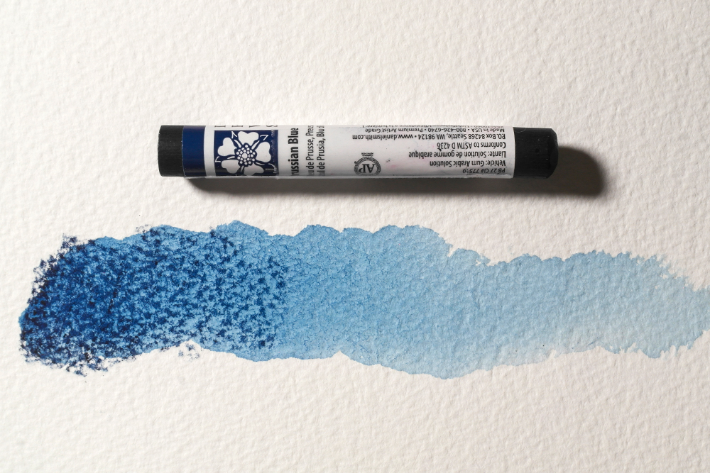 Daniel Smith Extra Fine Watercolour Stick Prussian Blue with painted swatch 284670060