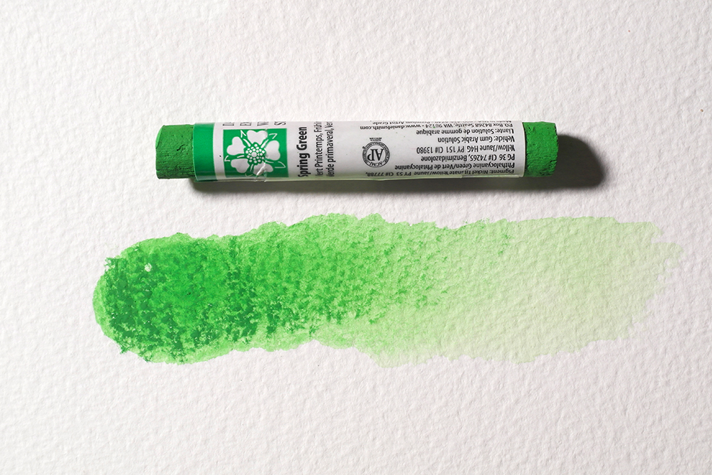 Daniel Smith Extra Fine Watercolour Stick Spring Green with painted swatch 284670057