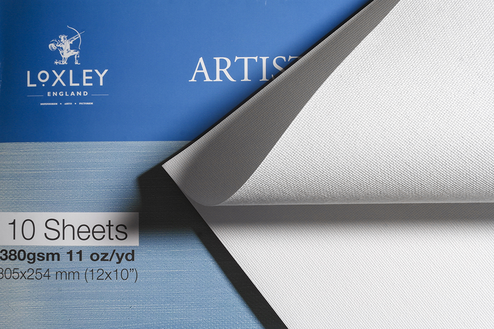 Loxley and Fredrix Canvas Pads showing genuine canvas texture