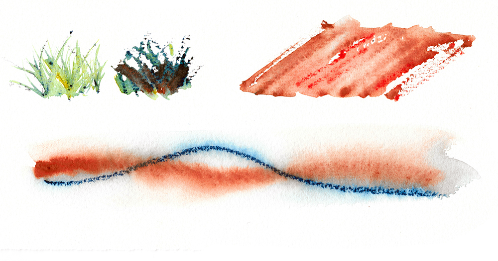 Image of techniques using Daniel Smith watercolour sticks