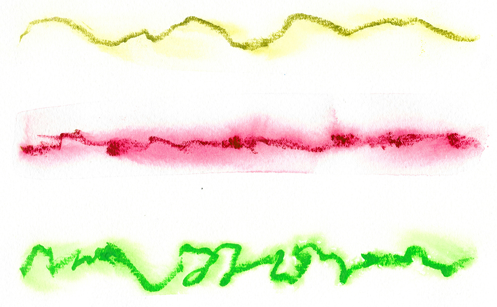 Image of different marks created using Daniel Smith watercolour sticks