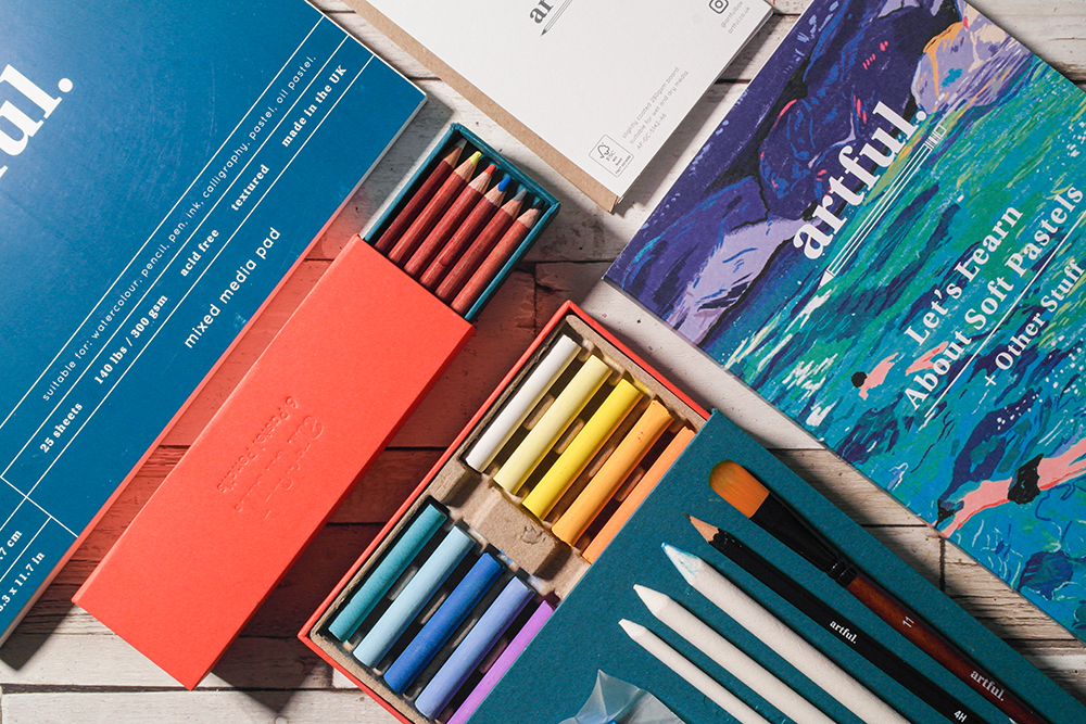 Assorted materials from the Artful Soft Pastel Box Set