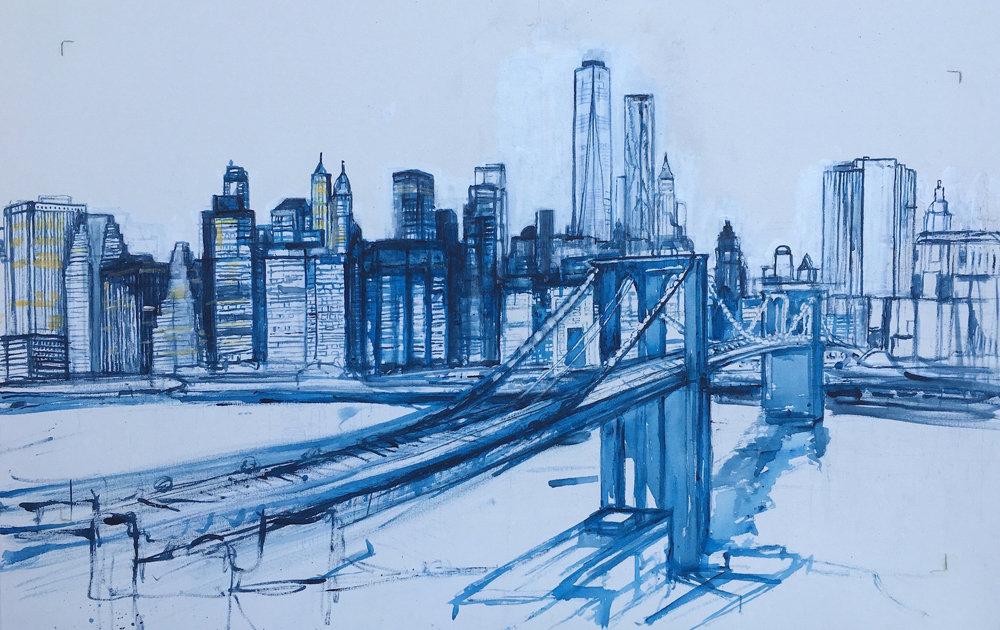 Patricia Clements - New York Freedom Tower underpainting