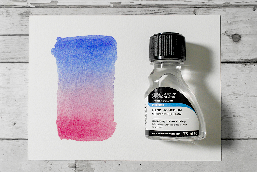 Winsor & Newton Blending Medium bottle with painted sample