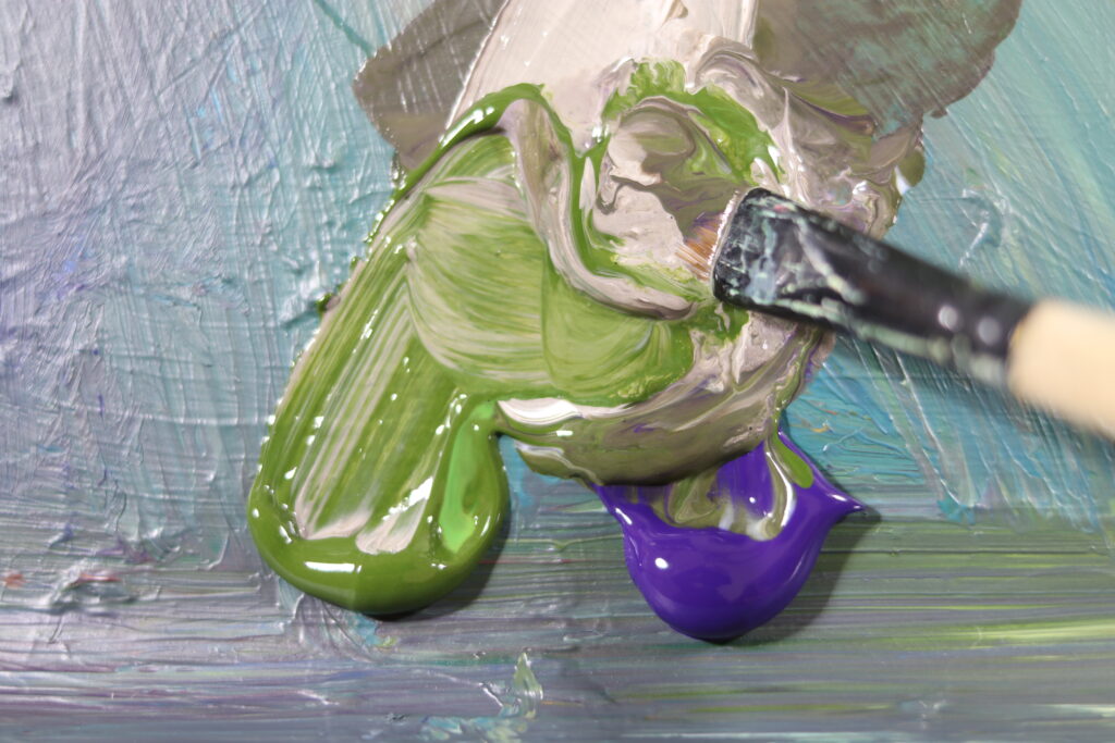 Violet, Olive Green & Titanium White mix used to paint the distance