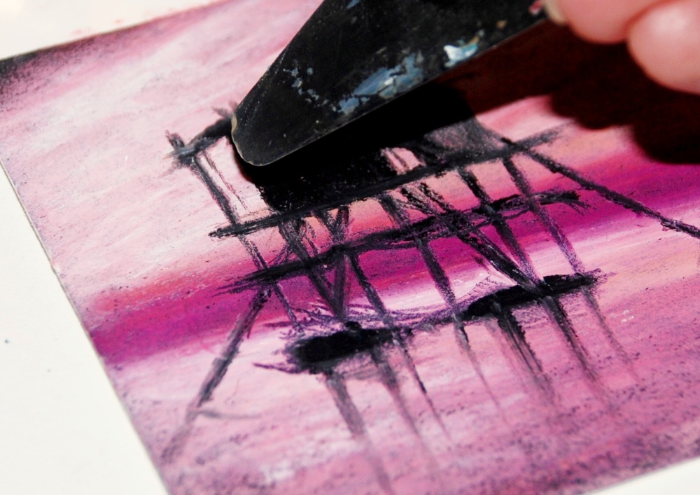 Image of palette knife being used to create detail